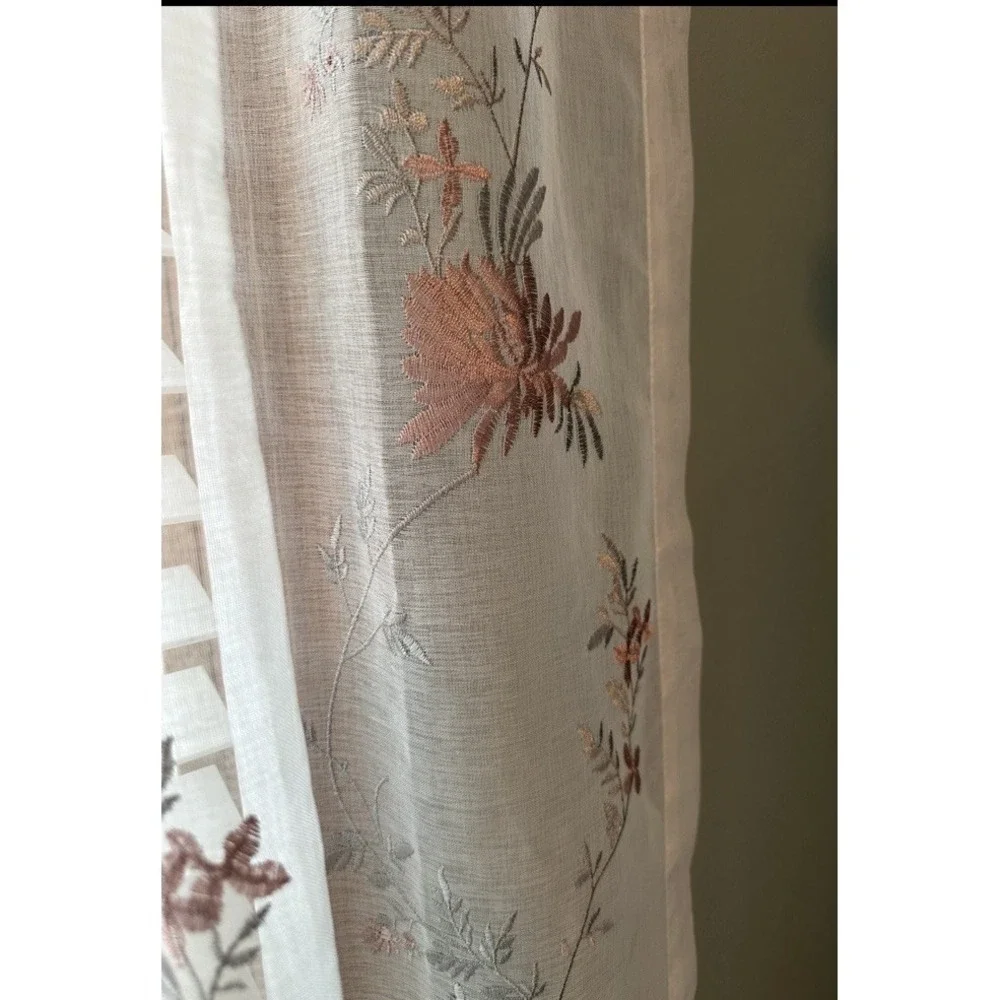 Peri Home Sheer Curtains Set of 4 Panels Orchid Floral Embroidered Panels